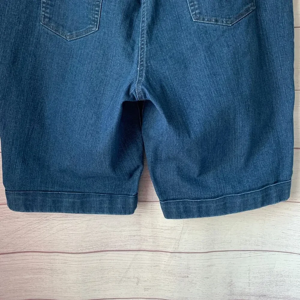 Westbound Denim Jean Bermuda Shorts Pull On Cuffed Hem Size 18